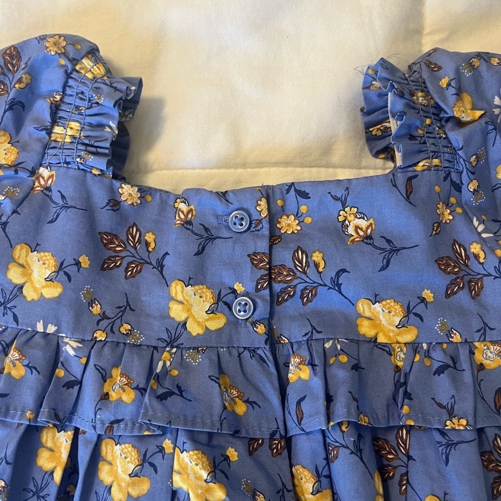 Janie and Jack Floral Blue Dress with Yellow Accents